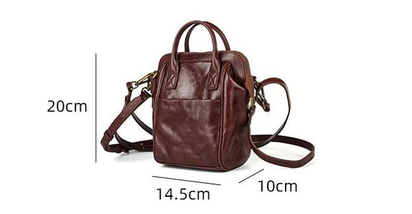 Vintage Genuine Leather Mini Convertible Backpack for Women Gift