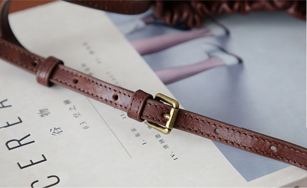 Vintage Genuine Leather Ruched Shoulder Crossbody Bag for Women Soft Vegetable-Tanned Cowhide Purse Handmade