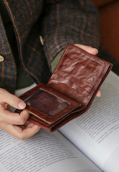 Classic Genuine Cowhide Wallet for Women Small Bifold Leather Purse