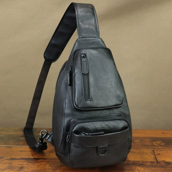 Vintage Genuine Leather Sling Bag for Men and Women – Retro Chest Shoulder Crossbody Pack Accessories
