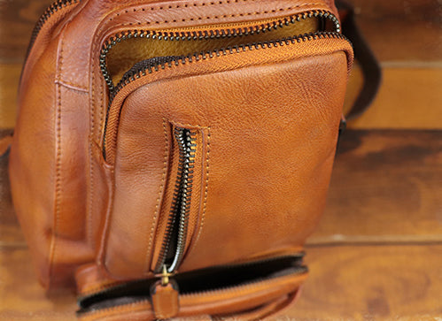 Vintage Genuine Leather Sling Bag for Men and Women – Retro Chest Shoulder Crossbody Pack Cool