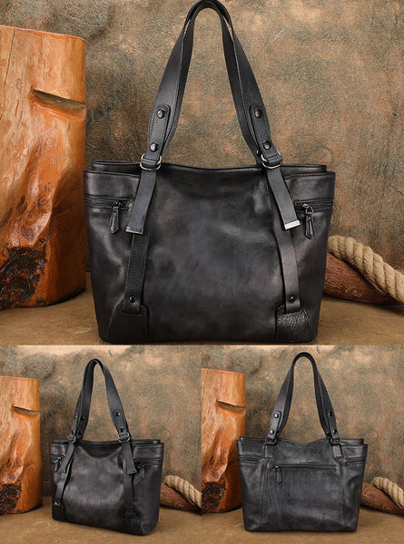 Women’s Leather Tote Bag Vintage Top-Grain Cowhide Shoulder Handbag