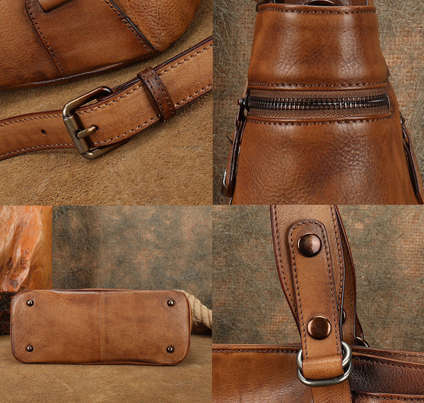 Vintage Genuine Leather Tote Bag for Women Large Crossbody Handbag Details