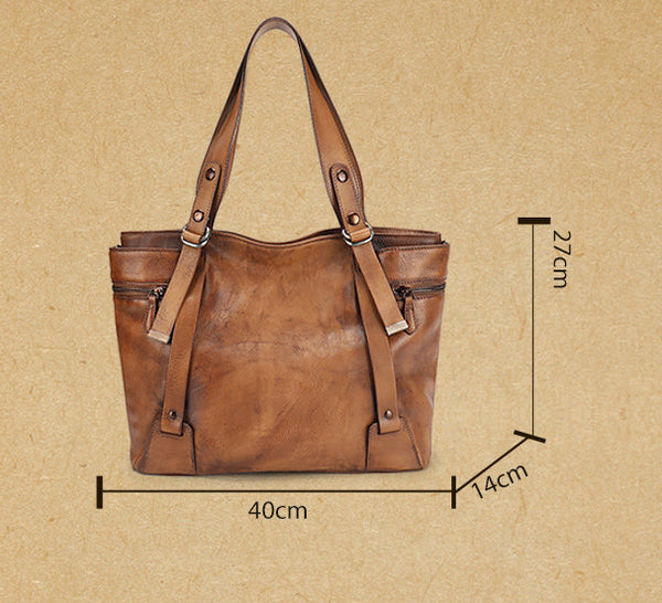 Vintage Genuine Leather Tote Bag for Women Large Crossbody Handbag Gift-idea