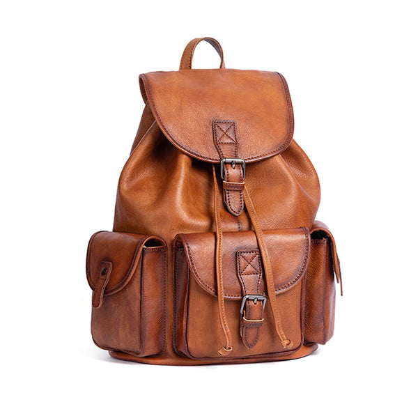 Vintage Ladies Brown Leather Backpack Womens Leather Rucksack Bag Fashion