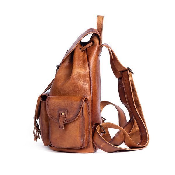 Vintage Ladies Brown Leather Backpack Womens Leather Rucksack Bag Fashionable