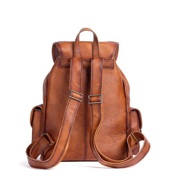 Vintage Ladies Brown Leather Backpack Womens Leather Rucksack Bag Original