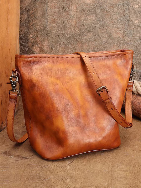 Vintage Ladies Genuine Leather Shoulder Bag Crossbody Small Bags For Women Brown