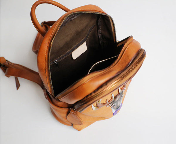 Vintage Ladies Leather Backpack Purse Small Ladies Brown Leather Rucksack