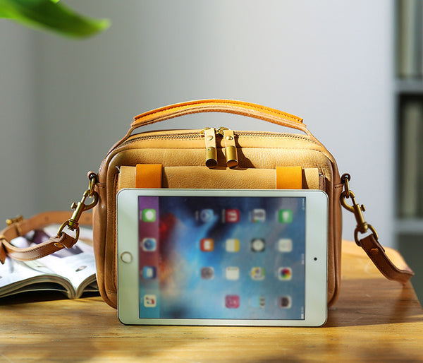 Vintage Ladies Leather Messenger Bag Small Brown Genuine Leather Crossbody Bag Classy