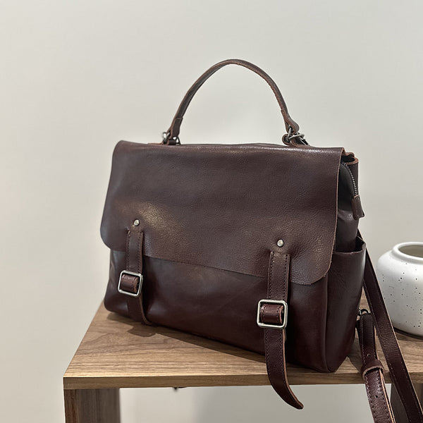Vintage Leather Backpack Purse for Women Convertible Handbag with Top Handle and Zipper Compartments Gift-idea