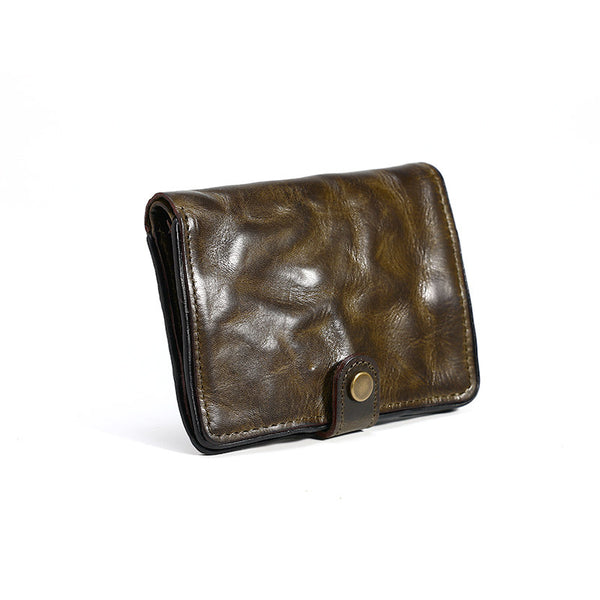 Vintage Leather Bifold Wallet for Women Vegetable Tanned Top Grain Cowhide Beautiful