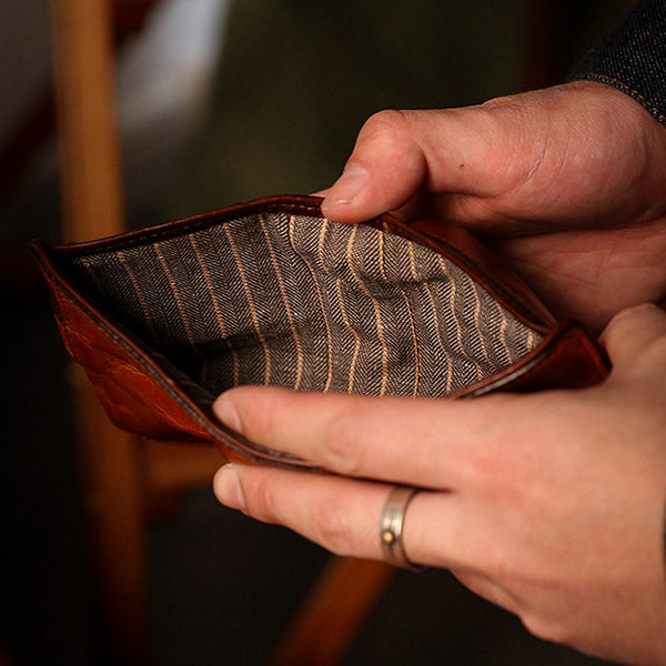Vintage Leather Bifold Wallet for Women Vegetable Tanned Top Grain Cowhide Nice