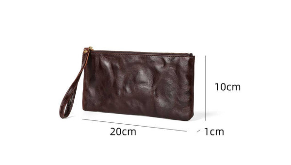 Vintage Leather Clutch Wallet for Women Genuine Cowhide Phone Organizer Pouch Size