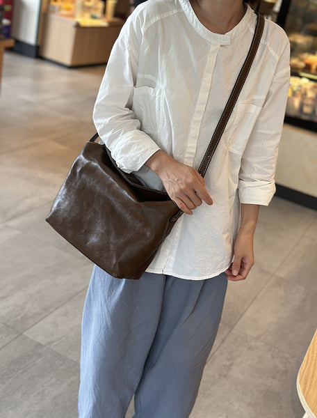 Ladies Classic Soft Leather Crossbody Bag Daily Work Bag for Women