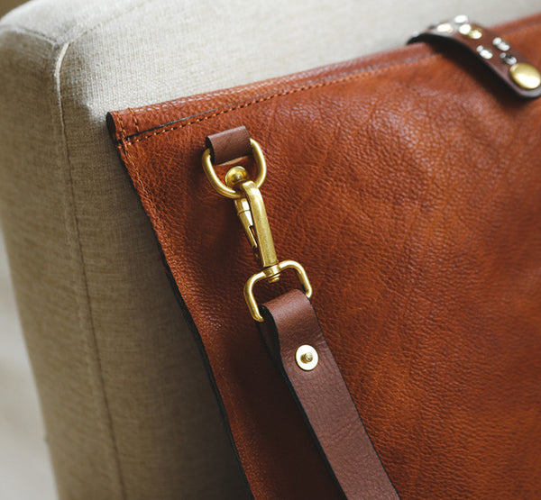 Vintage Leather Envelope Crossbody Bag for Women Vegetable Tanned Cowhide Shoulder Bag Durable