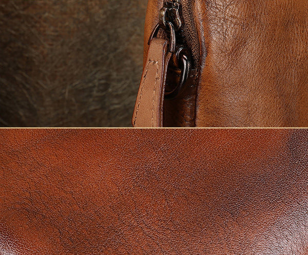 Vintage Leather Laptop Bag for Women Large Cowhide Shoulder and Crossbody Bag