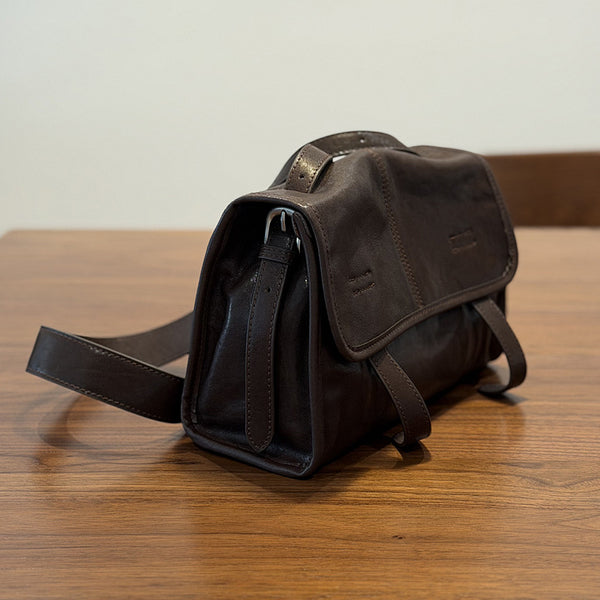 Vintage Leather Messenger Bag for Women Small Vegetable Tanned Crossbody Shoulder Bag Beautiful