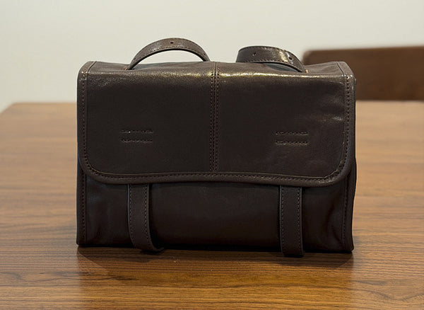 Vintage Leather Messenger Bag for Women Small Vegetable Tanned Crossbody Shoulder Bag Cowhide