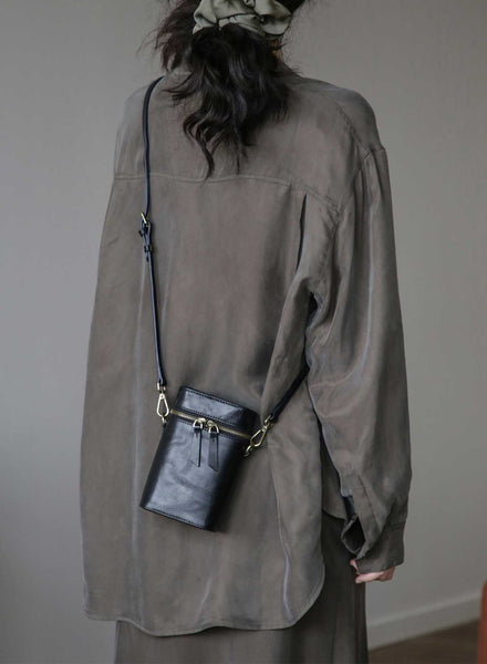 Vintage Leather Phone Crossbody Bag for Women Mini Box Bag in Vegetable Tanned Cowhide Chic