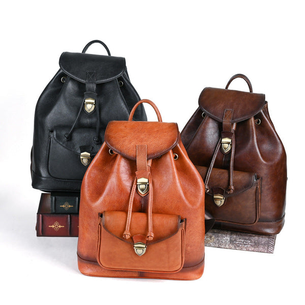 Vintage Leather Women's Backpack Purses Leather Rucksack Bag Best
