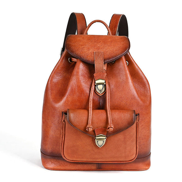 Vintage Leather Women's Backpack Purses Leather Rucksack Bag Casual