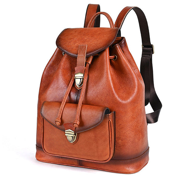 Vintage Leather Women's Backpack Purses Leather Rucksack Bag Chic