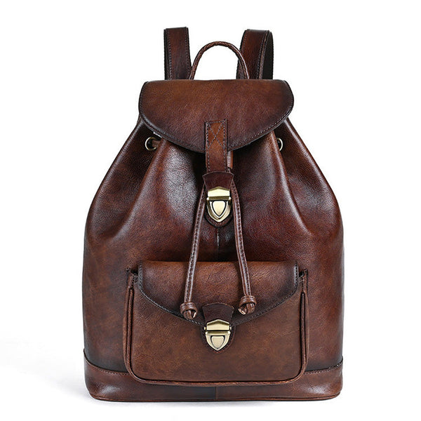 Vintage Leather Women's Backpack Purses Leather Rucksack Bag Cool