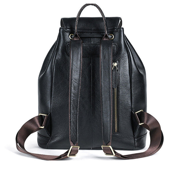 Cool Ladies Leather Black Backpack Purses Leather Bookbag