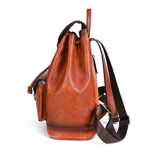 Vintage Leather Women's Backpack Purses Leather Rucksack Bag Details