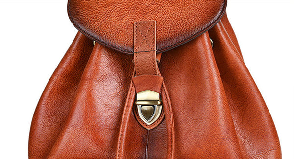 Vintage Leather Women's Backpack Purses Leather Rucksack Bag Durable