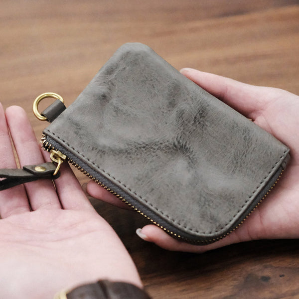 Vintage Leather Womens Coin Purse Key Holder Wallet For Women Badass