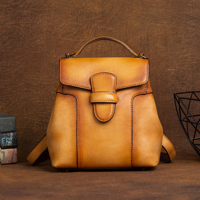 cowhide mini backpack Retro Mini Leather Backpack Purse for Women Everyday Cowhide Backpack Bag