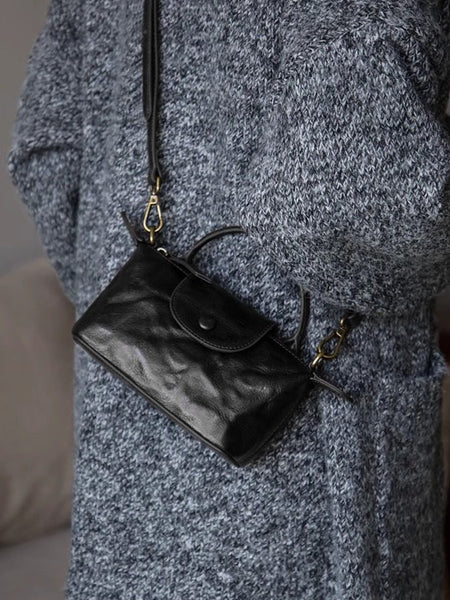 Women’s Mini Leather Shoulder Bag Vintage Crossbody Handbag