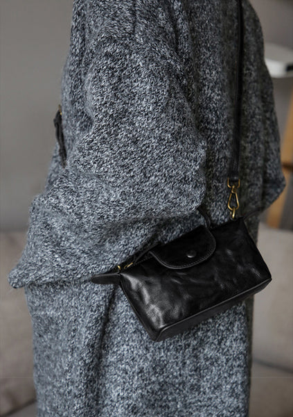 Vintage Mini Leather Crossbody Bag for Women Vegetable Tanned Leather Classic