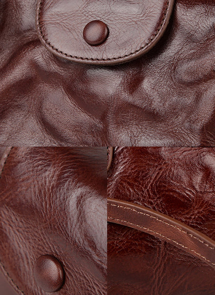 Vintage Mini Leather Crossbody Bag for Women Vegetable Tanned Leather Stylish