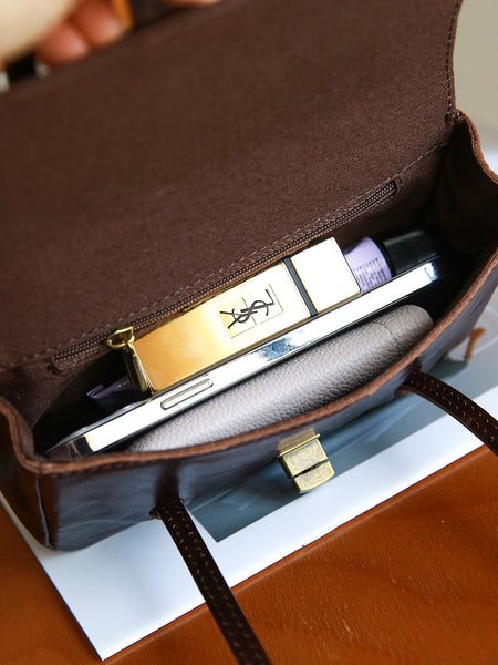 Vintage Mini Leather Shoulder Bag for Women Small Underarm Phone Purse Capacity