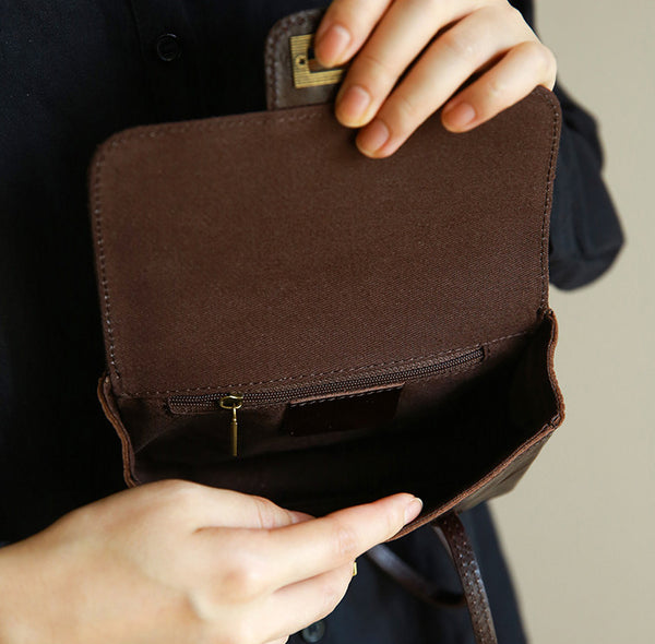 Vintage Mini Leather Shoulder Bag for Women Small Underarm Phone Purse Casual