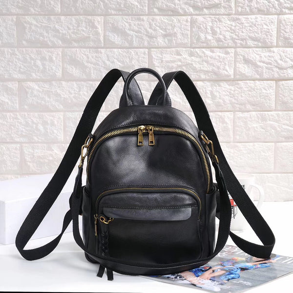 Vintage Style Womens Leather Backpack Bag Small Everyday Shoulder Backpack Purse Affordable