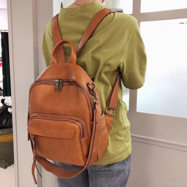 Small Women’s Genuine Leather Backpack Bag Vintage Backpack Purse for Women