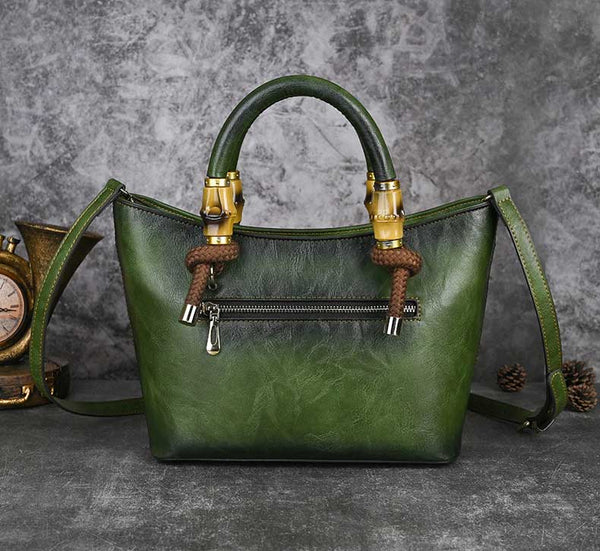 Women's Retro Genuine Leather Embossed Tote Bag Sunflower Pattern Top Handle Crossbody Purse
