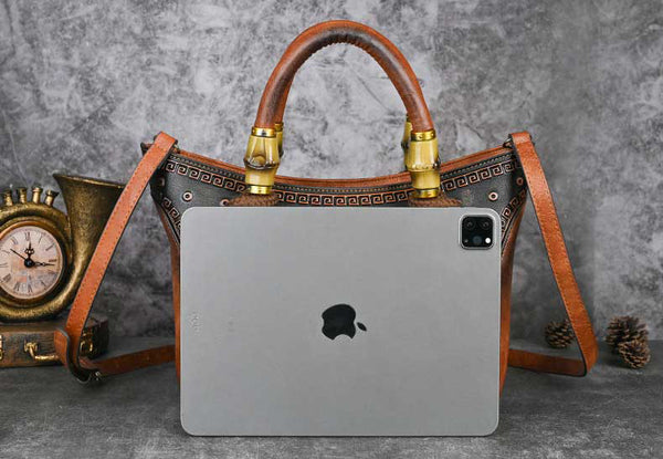Vintage Sunflower Embossed Leather Handbag for Women Top Handle Shoulder Crossbody Bag with Adjustable Strap Fashionable