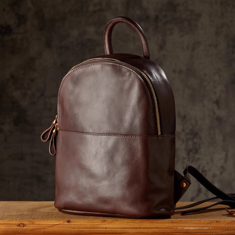 Cute Womens Real Leather Backpack Purse Ladies Black Leather