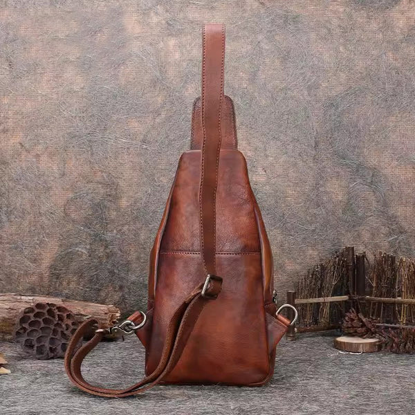Vintage Women's Crossbody Chest Bag Leather Sling Bags For Women Chic