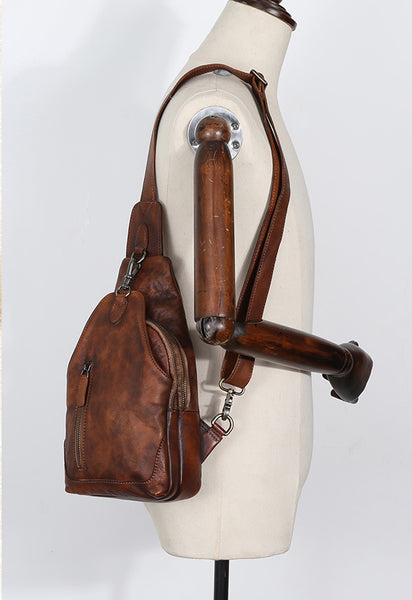 Vintage Women's Crossbody Chest Bag Leather Sling Bags For Women Classy