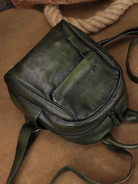 Mini Genuine Leather Backpack for Women Mini Leather Rucksack