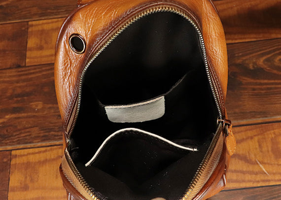 Vintage Women's Leather Crossbody Sling Bag Chest Bag For Women Capacity