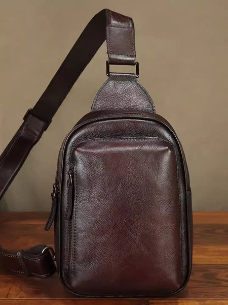 Vintage Women's Leather Crossbody Sling Bag Chest Bag For Women Designer