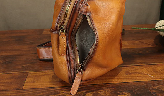 Vintage Women's Leather Crossbody Sling Bag Chest Bag For Women Genuine Leather