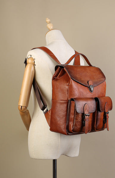 Vintage Women's Small Leather Backpack Purse Ladies Small Leather Rucksack Classy